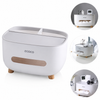 Modern Tissue Box Organizer with Phone Stand & Multi-Compartment Storage