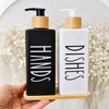 Ceramic Soap & Lotion Dispenser Set with Bamboo Tray